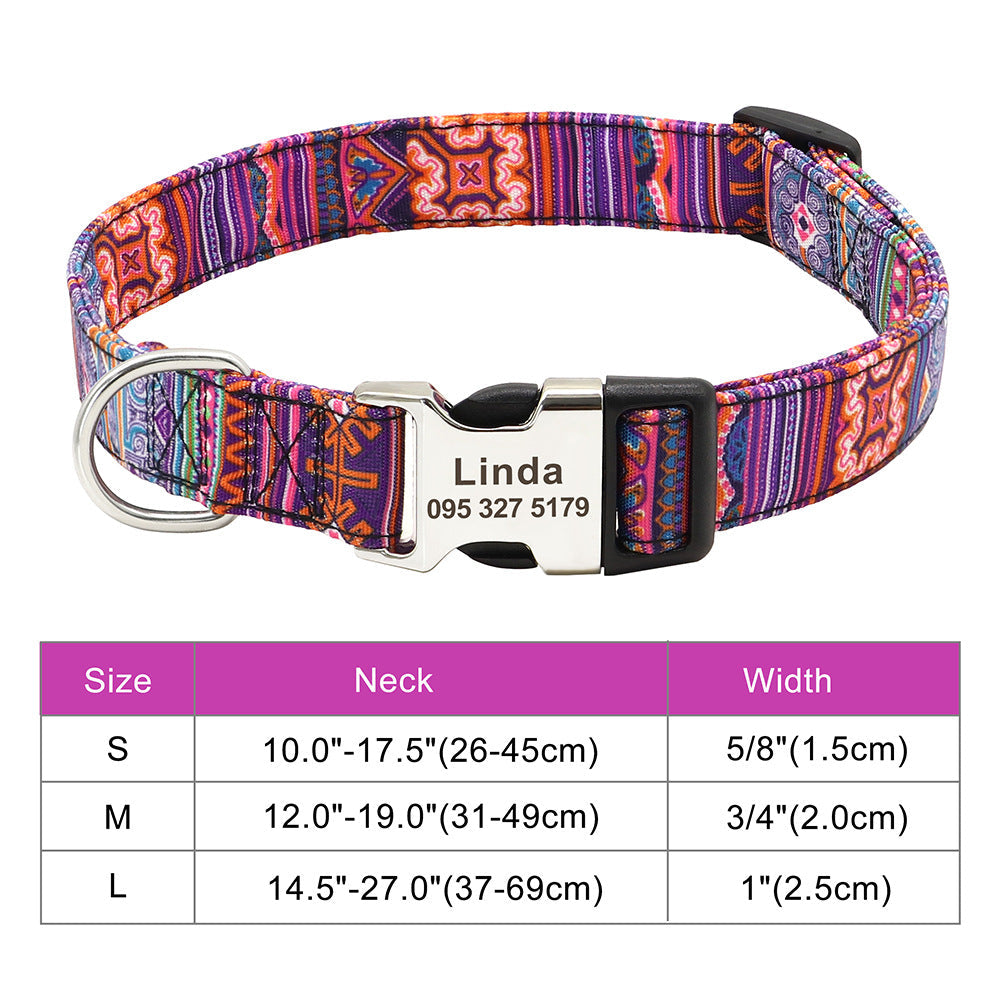 Adjustable Nylon Pet Collar, Personalized ID