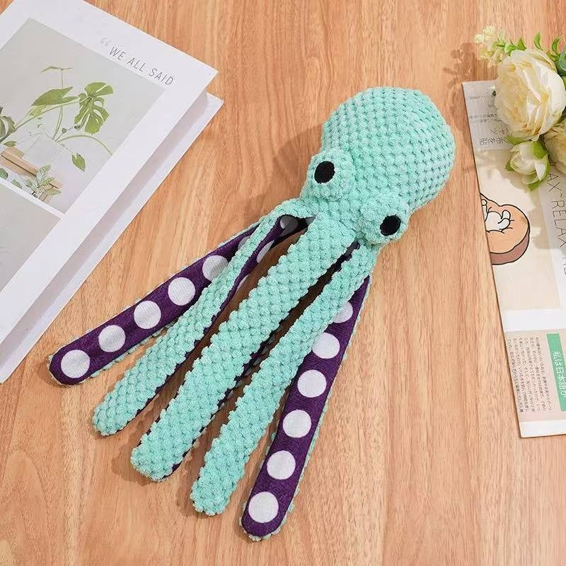 Squeaky Six-Legged Octopus Plush Chew Toy