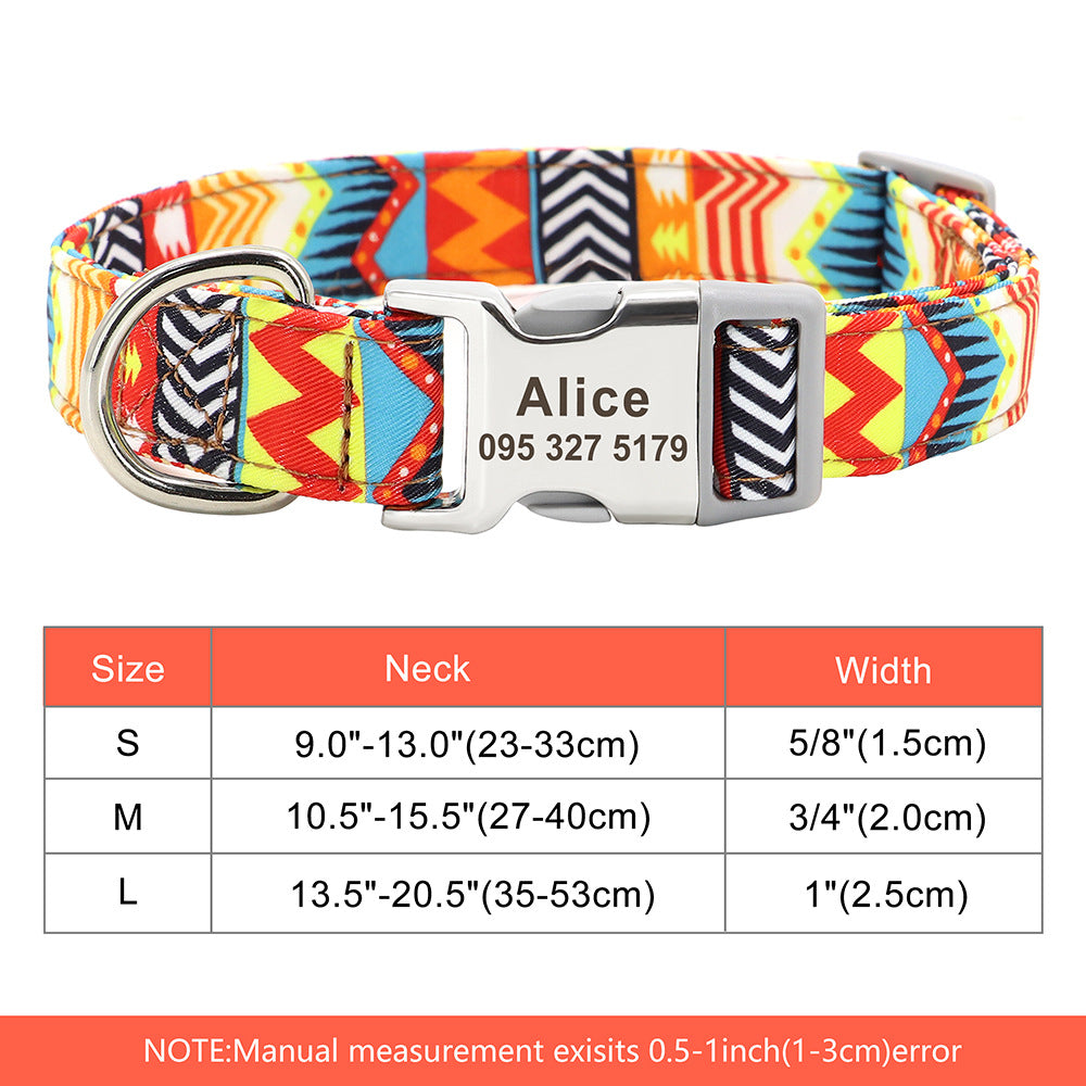 Adjustable Nylon Pet Collar, Personalized ID