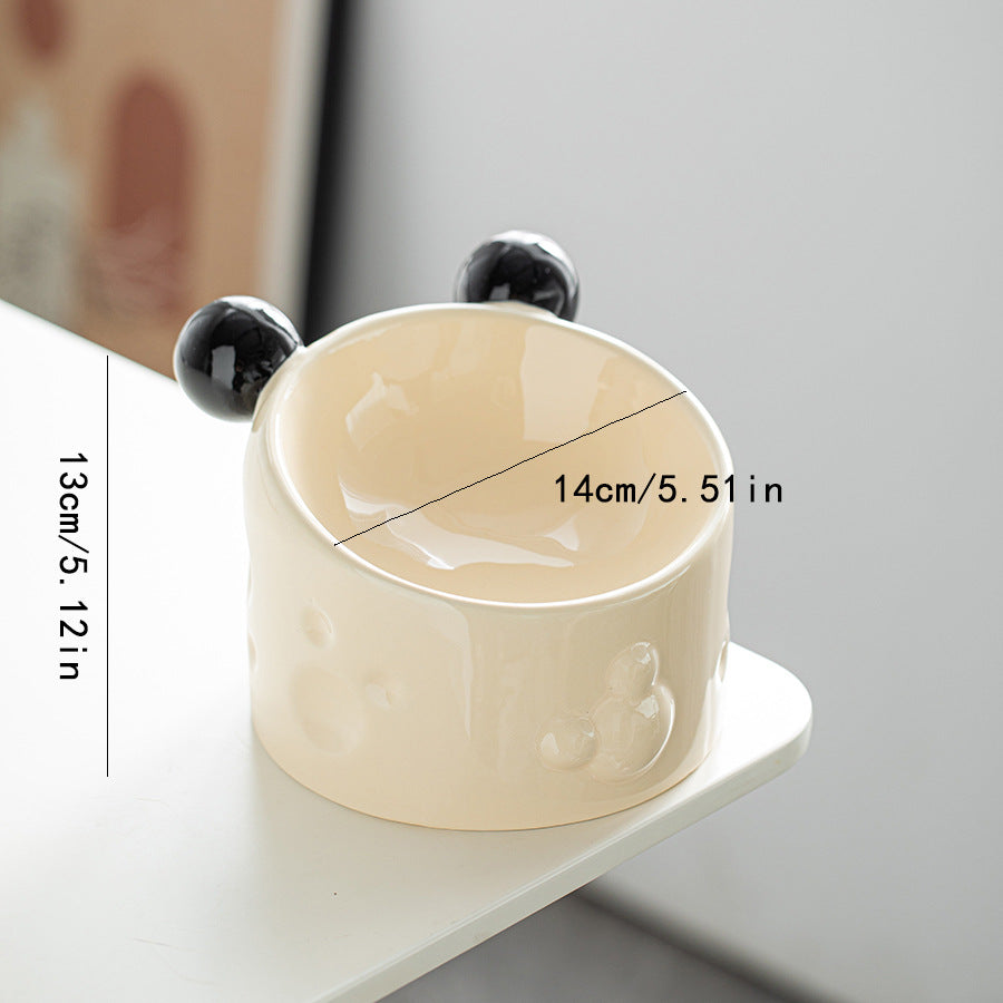 Ceramic High-footed Pet Cat Bowl With Neck Protection