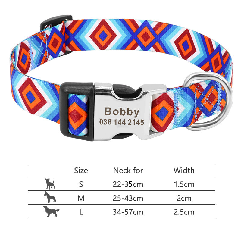 Adjustable Nylon Pet Collar, Personalized ID