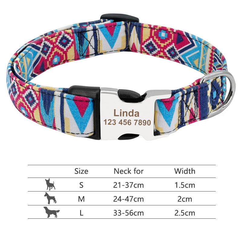 Adjustable Nylon Pet Collar, Personalized ID