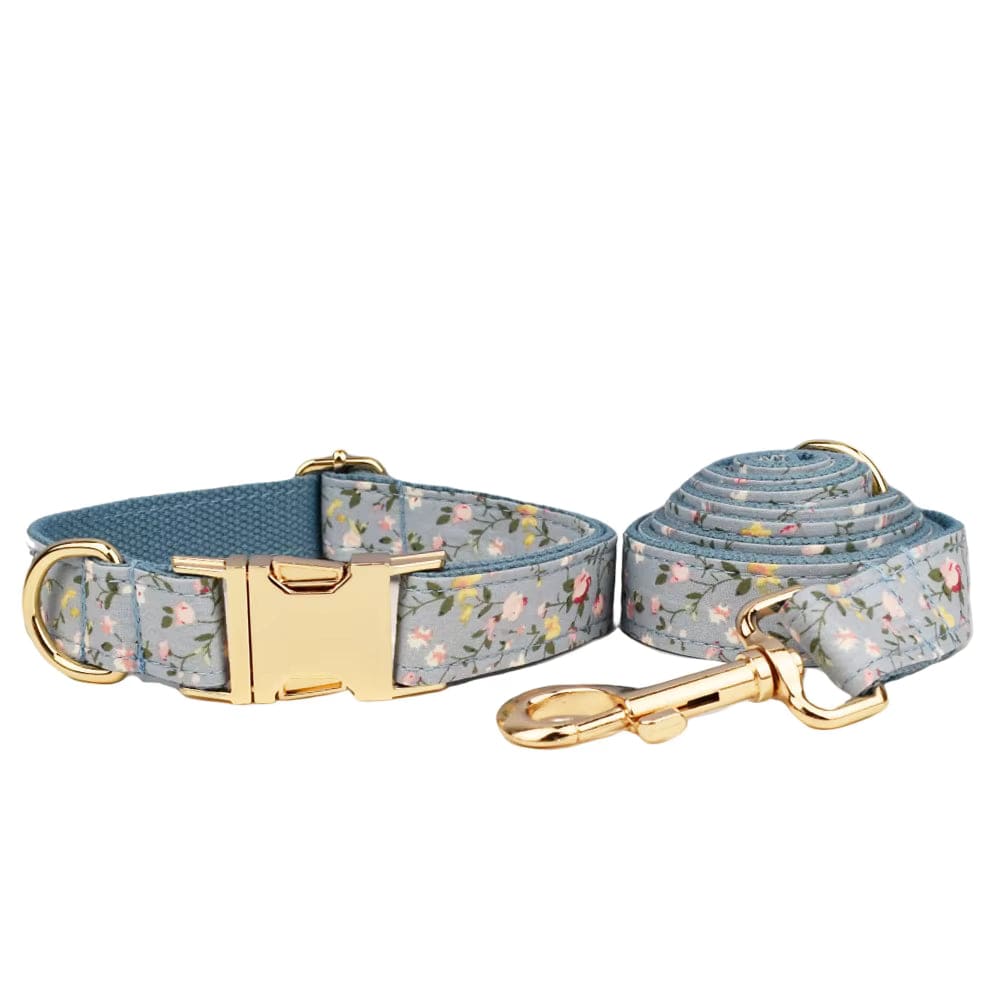 Dusty Blue Floral Set No Pull Harness Set
