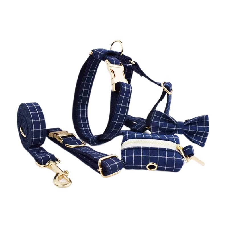 Plaid Dark Blue Harness Set