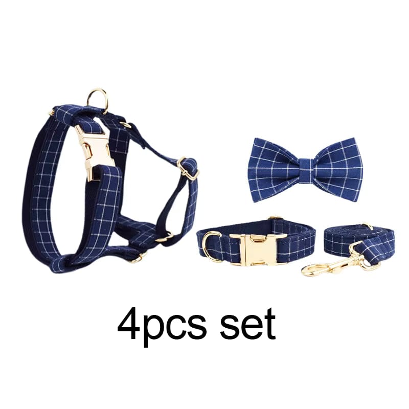 Plaid Dark Blue Harness Set