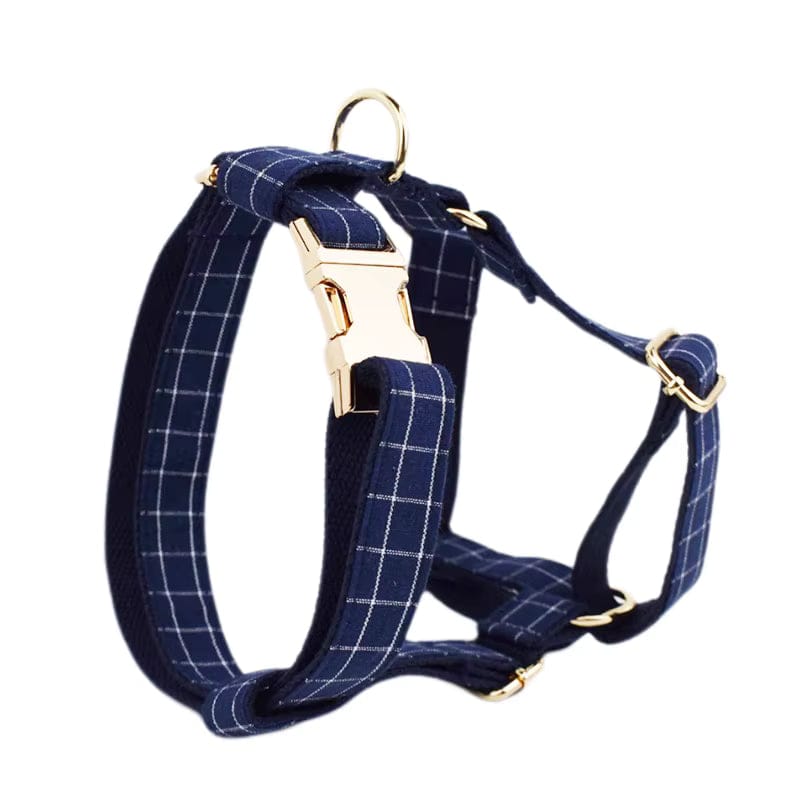 Plaid Dark Blue Harness Set