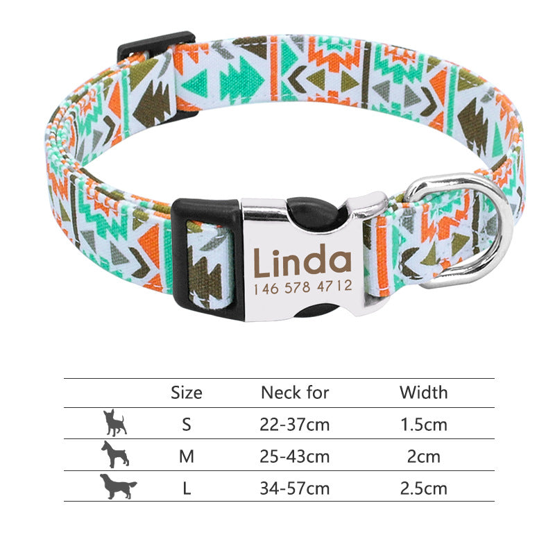 Adjustable Nylon Pet Collar, Personalized ID