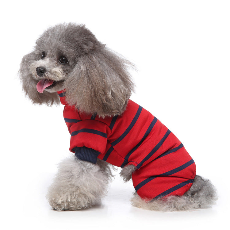 High Collar Striped Pet Pajamas