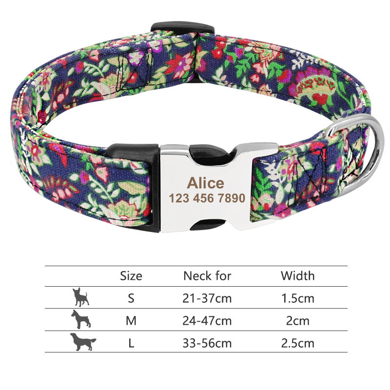 Adjustable Nylon Pet Collar, Personalized ID