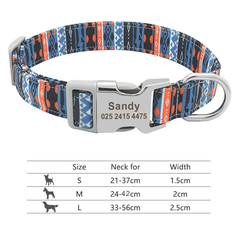 Adjustable Nylon Pet Collar, Personalized ID