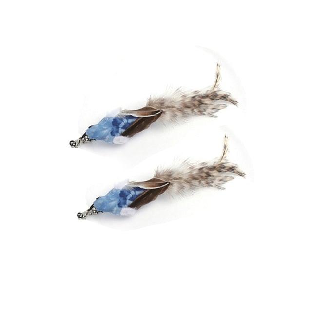 Funny Feather Bird with Bell Cat Stick Toy for Kitten Playing