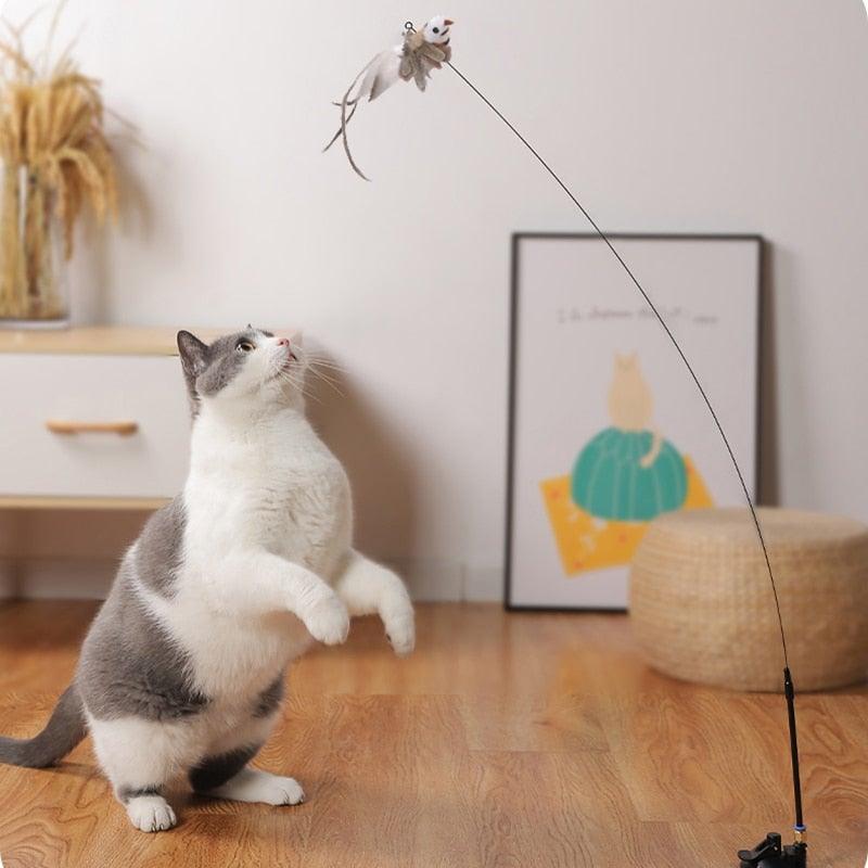 Funny Feather Bird with Bell Cat Stick Toy for Kitten Playing