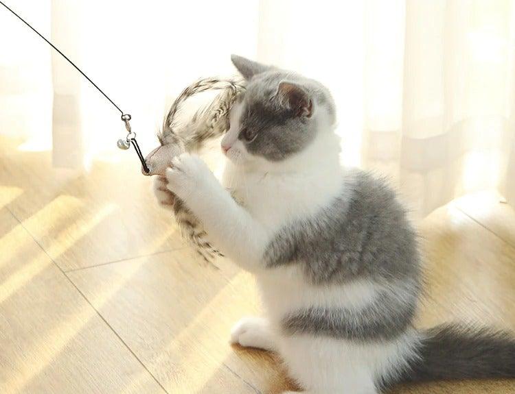 Funny Feather Bird with Bell Cat Stick Toy for Kitten Playing