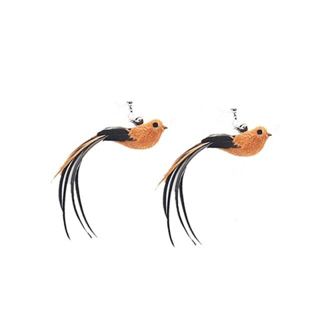 Funny Feather Bird with Bell Cat Stick Toy for Kitten Playing