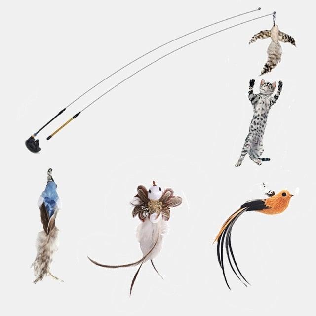 Funny Feather Bird with Bell Cat Stick Toy for Kitten Playing