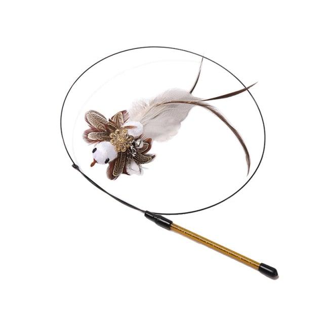 Funny Feather Bird with Bell Cat Stick Toy for Kitten Playing