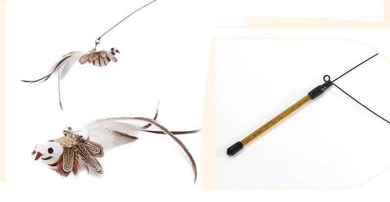 Funny Feather Bird with Bell Cat Stick Toy for Kitten Playing