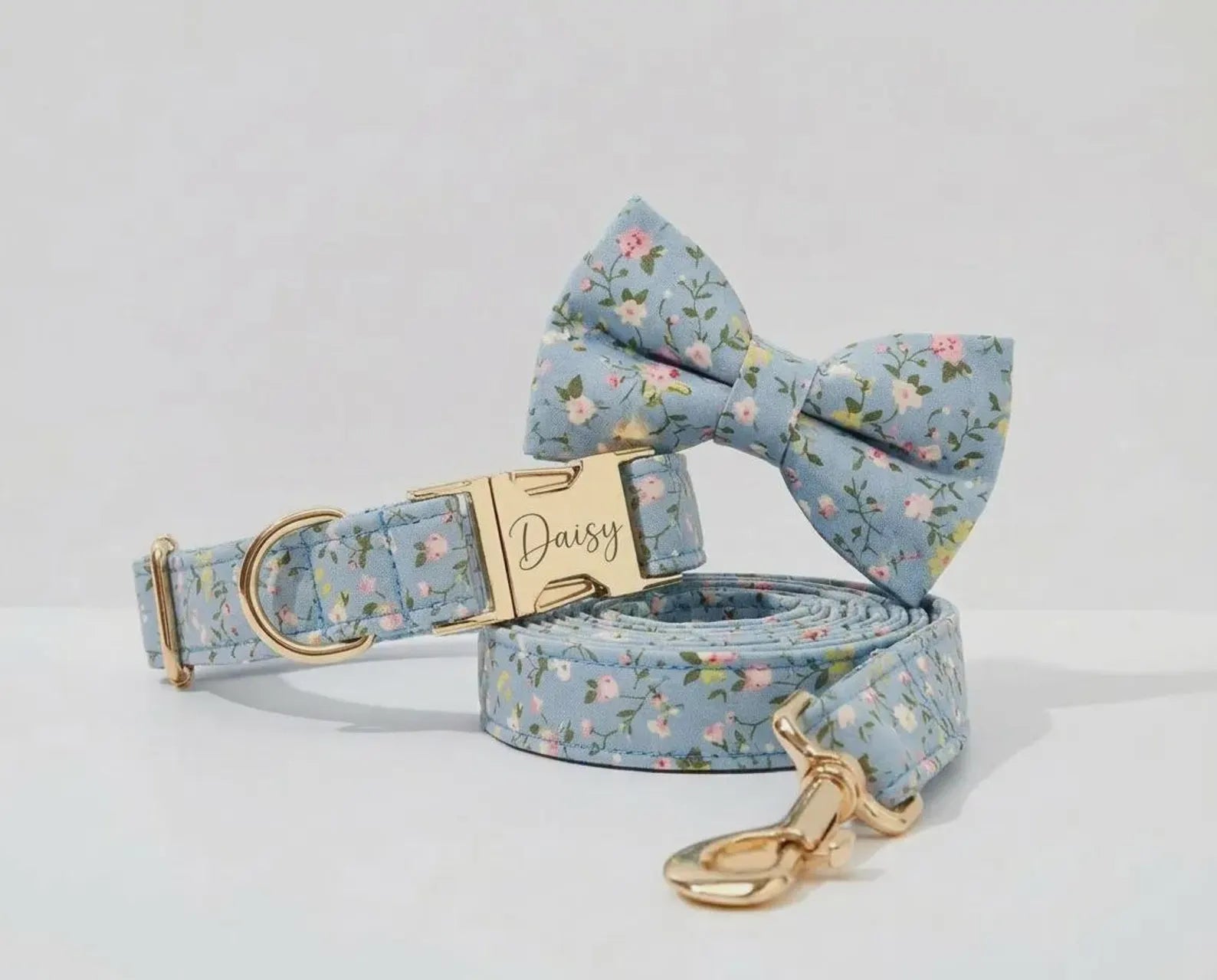 Dusty Blue Floral Set No Pull Harness Set