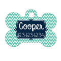 Mint Navy Custom Dog Collar Tag - Dog Tag Chevron Pattern