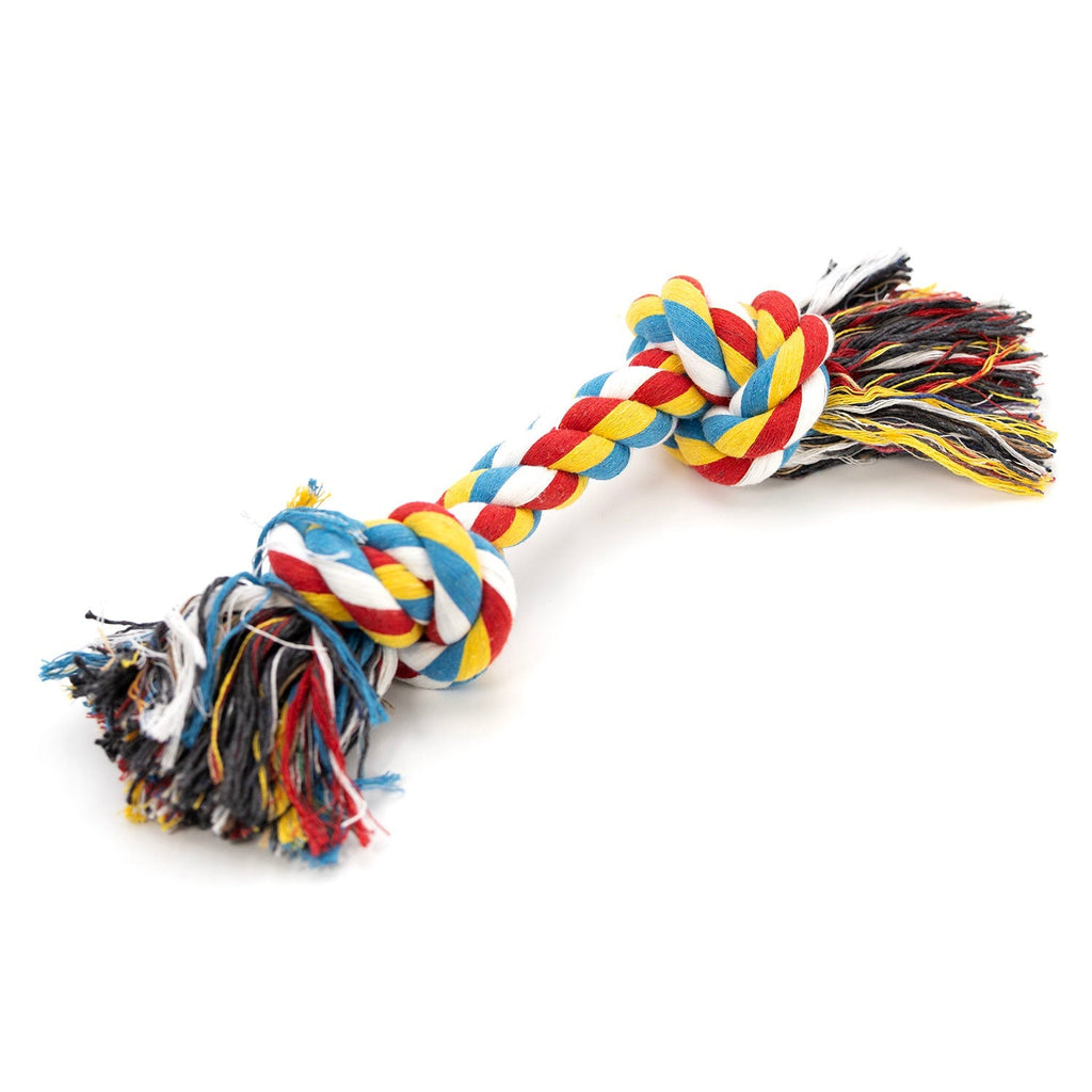Multi-Colored Braided Rope Bone Tug Toy for Dogs