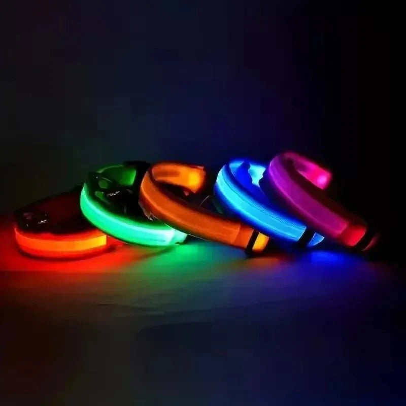 Nylon Light-Up Safety Collar with Reflective Glow and 3 Flashing Modes