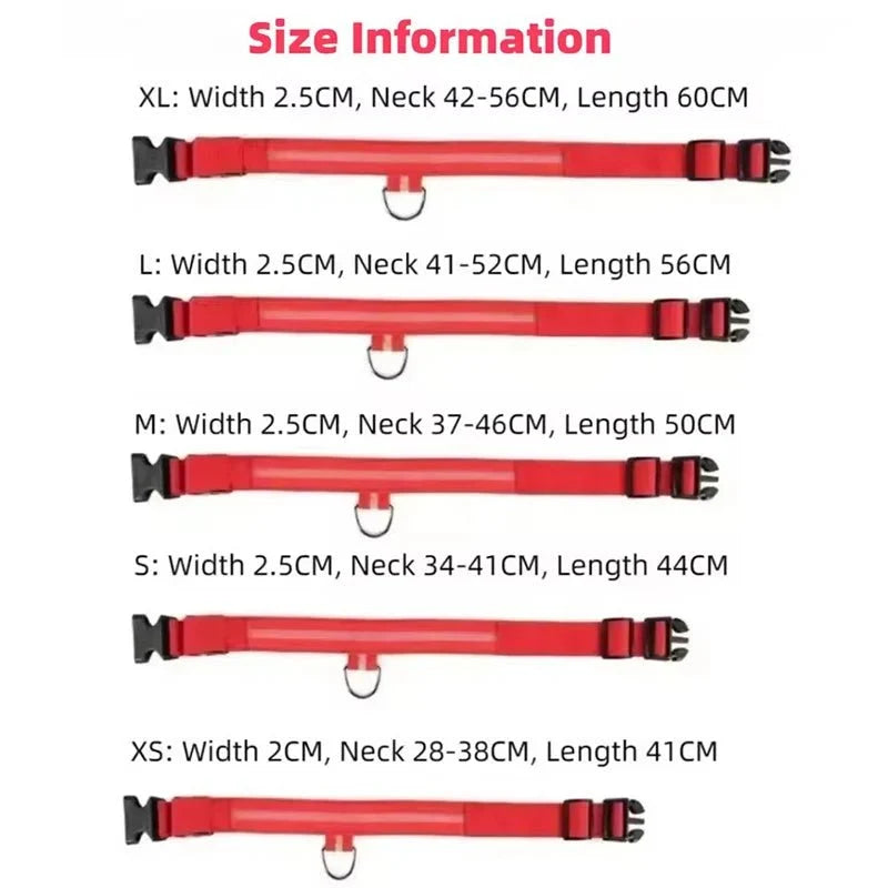 Nylon Light-Up Safety Collar with Reflective Glow and 3 Flashing Modes