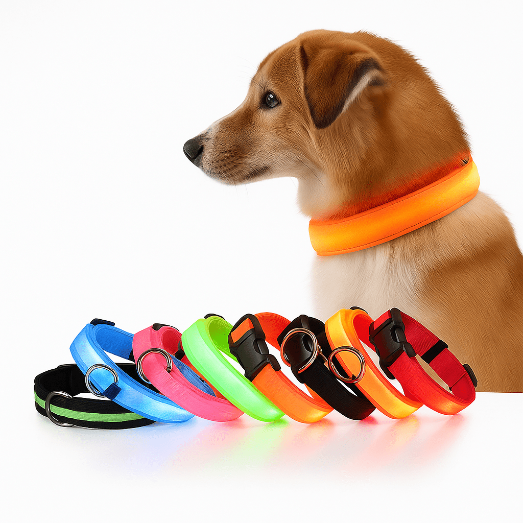 Nylon Light-Up Safety Collar with Reflective Glow and 3 Flashing Modes