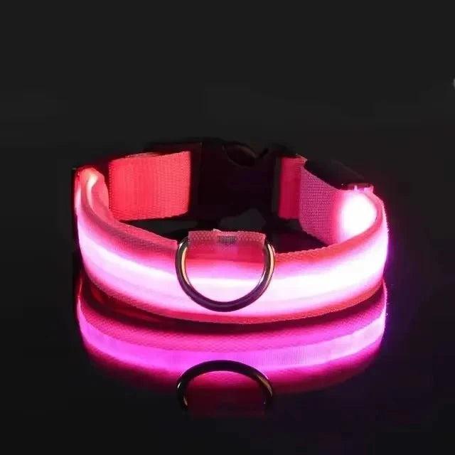 Nylon Light-Up Safety Collar with Reflective Glow and 3 Flashing Modes