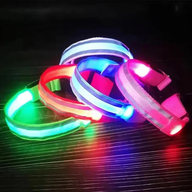 Nylon Light-Up Safety Collar with Reflective Glow and 3 Flashing Modes