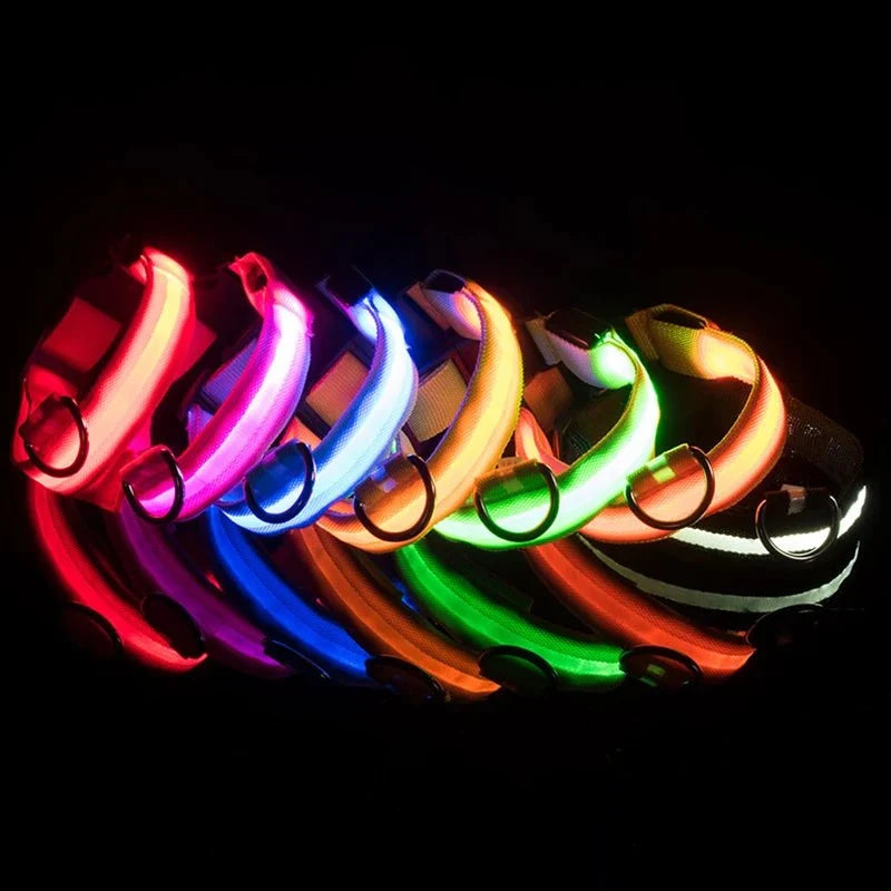 Nylon Light-Up Safety Collar with Reflective Glow and 3 Flashing Modes