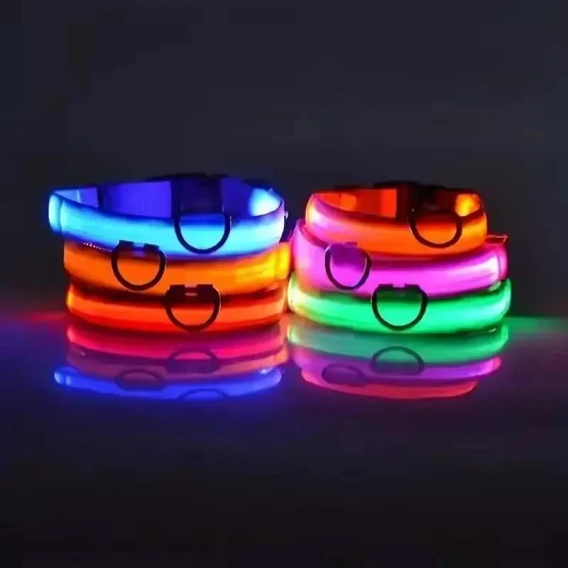Nylon Light-Up Safety Collar with Reflective Glow and 3 Flashing Modes