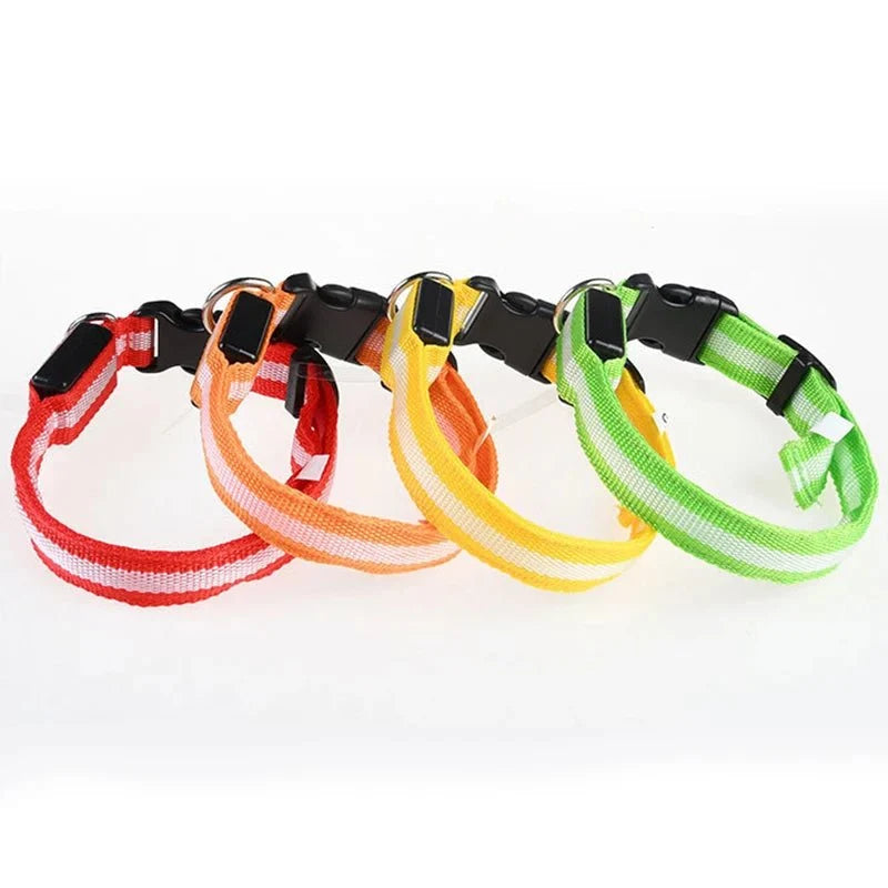 Nylon Light-Up Safety Collar with Reflective Glow and 3 Flashing Modes