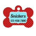 Red Aqua Polka Dot Custom Dog Collar Tag
