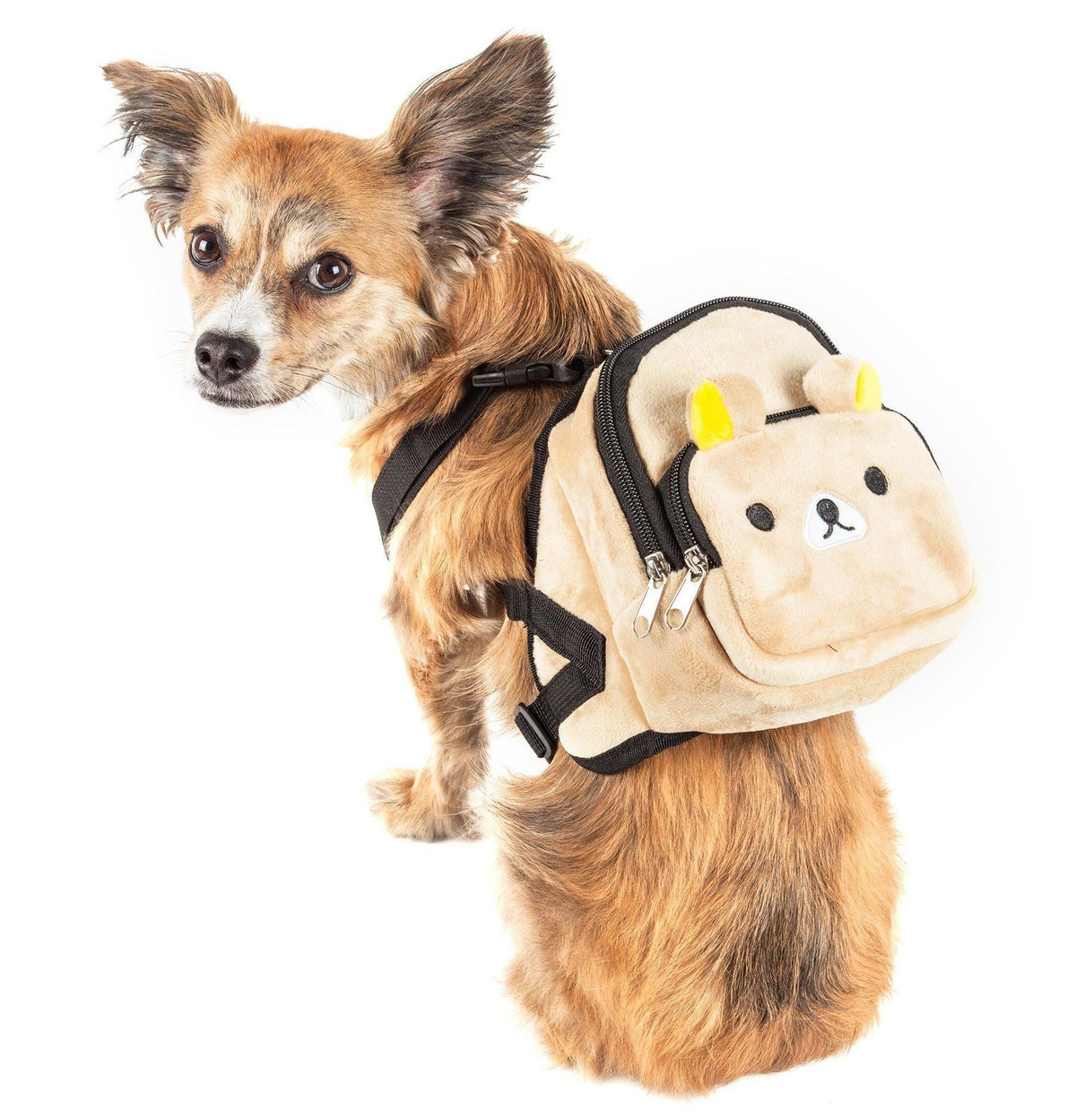 'Teddy Tails' Dual-Pocketed Animated Fashion Dog Harness Backpack