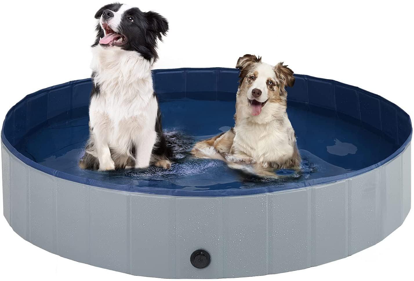 Portable Dog Swimming Pool Pet Bath Tub Foldable Leak-proof PVC with Drain Easy Clean Dog Accessories
