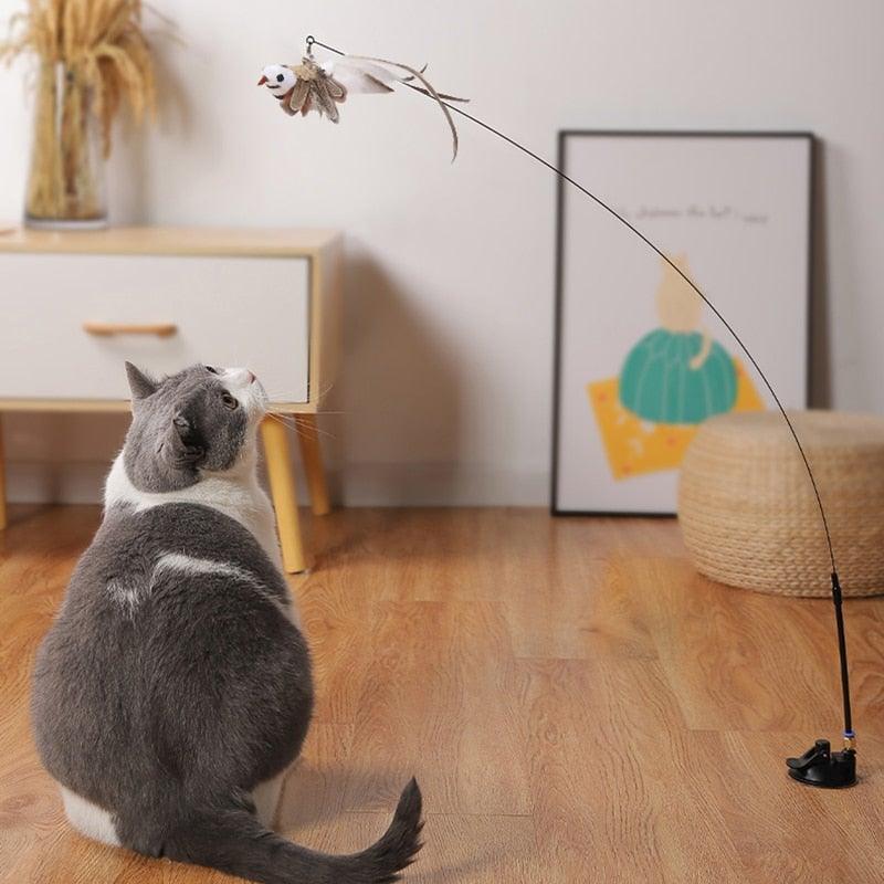 Funny Feather Bird with Bell Cat Stick Toy for Kitten Playing