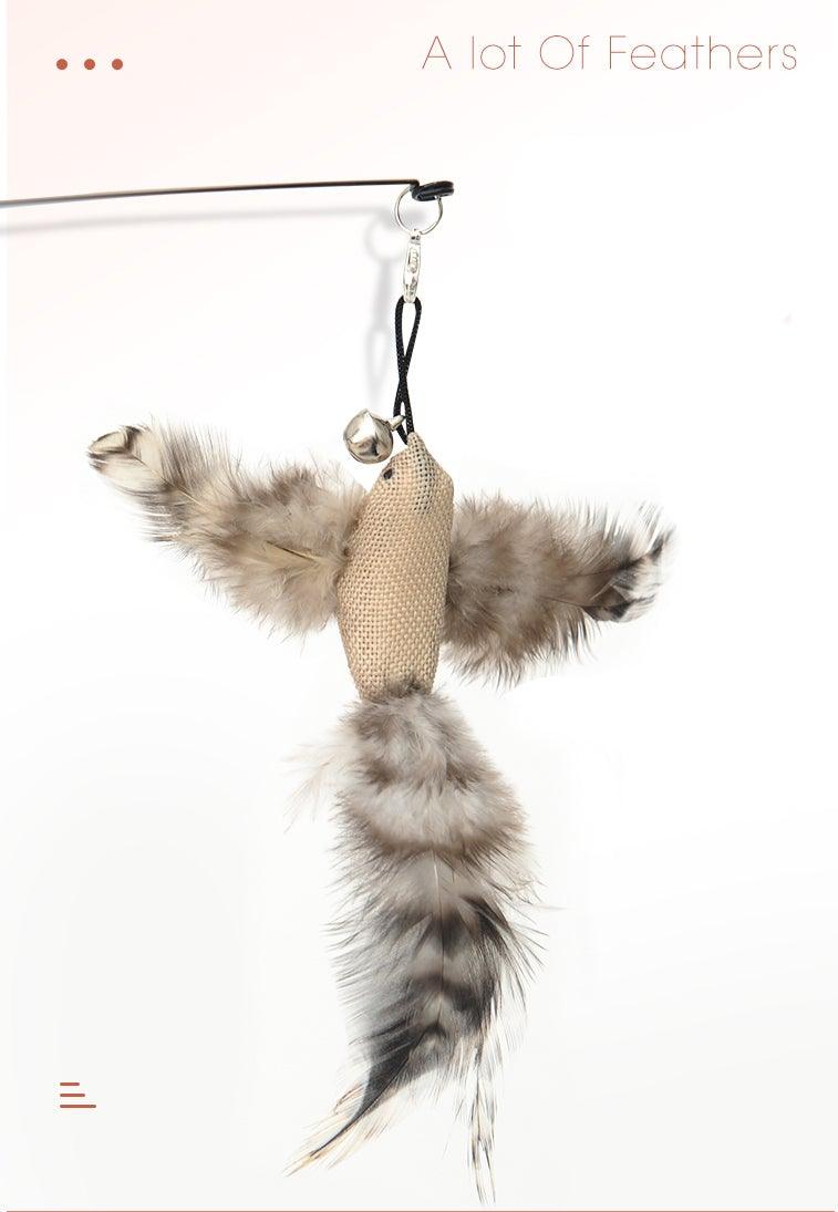 Funny Feather Bird with Bell Cat Stick Toy for Kitten Playing