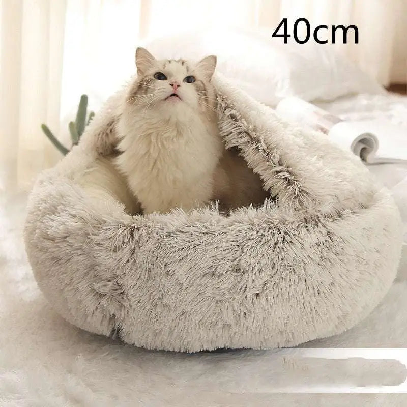 Round Plush Warm Cat Bed