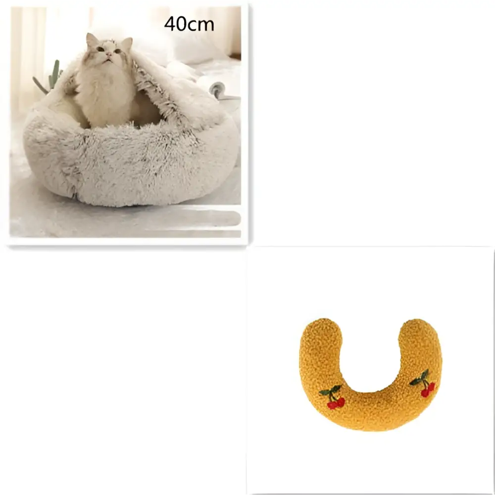 Round Plush Warm Cat Bed