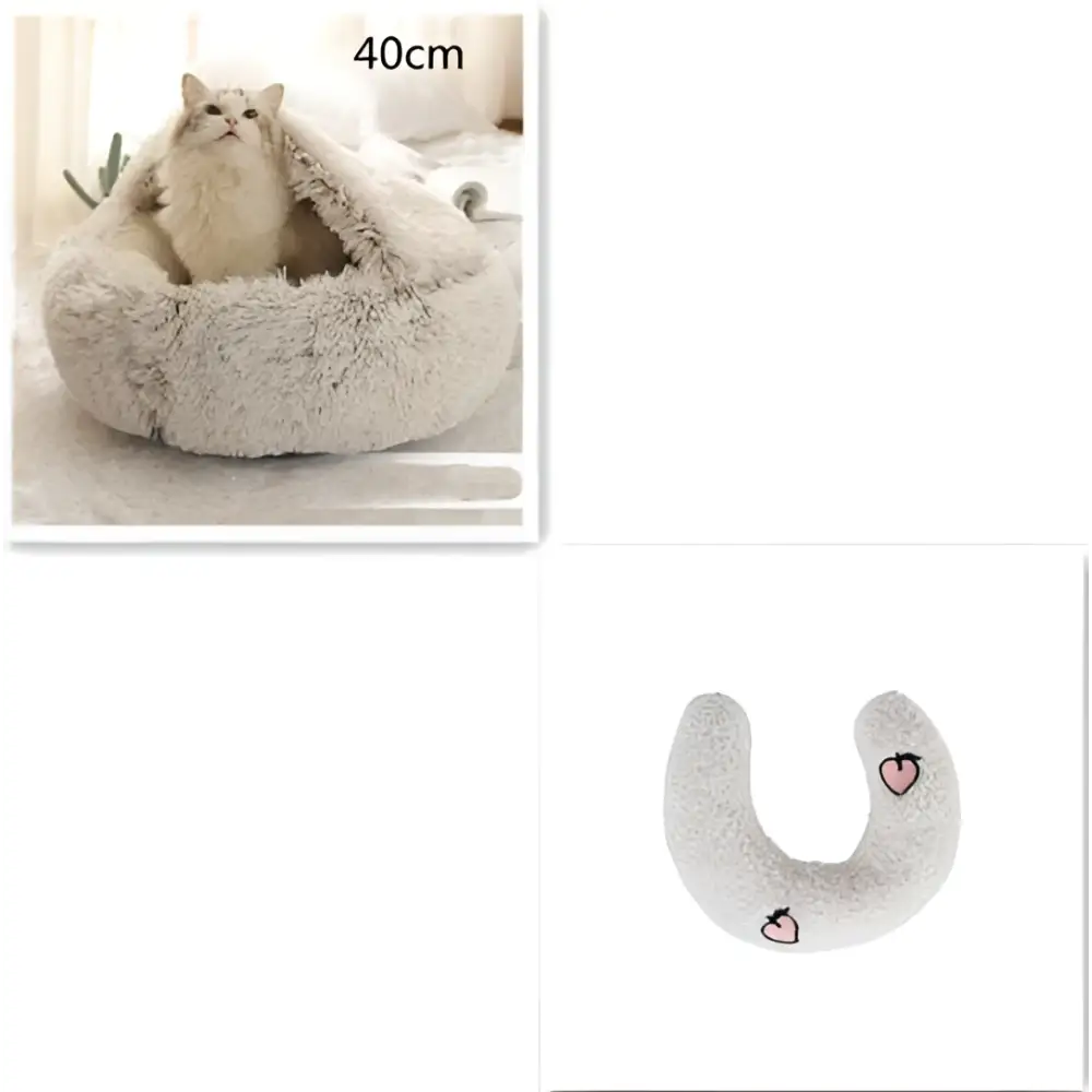 Round Plush Warm Cat Bed