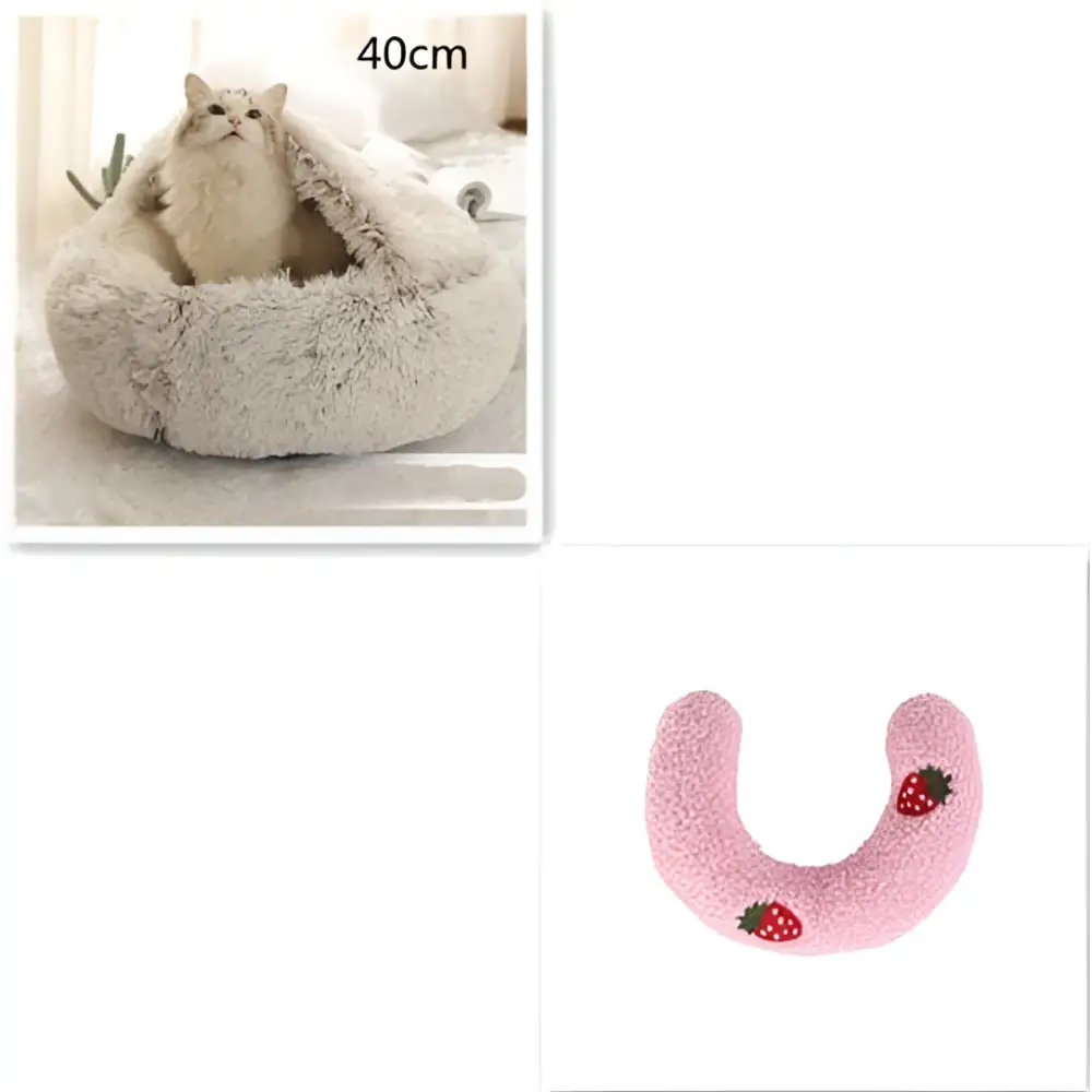 Round Plush Warm Cat Bed