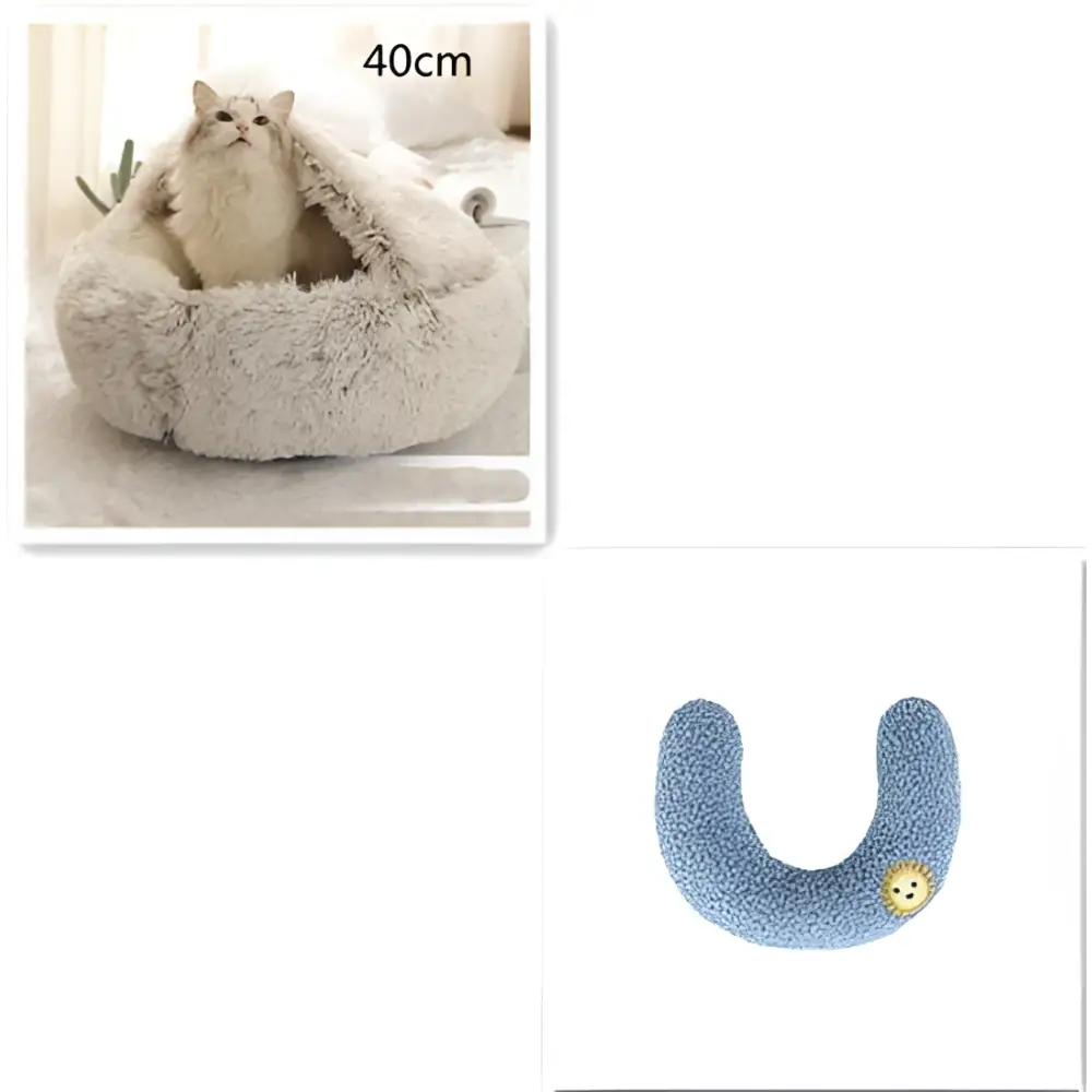 Round Plush Warm Cat Bed