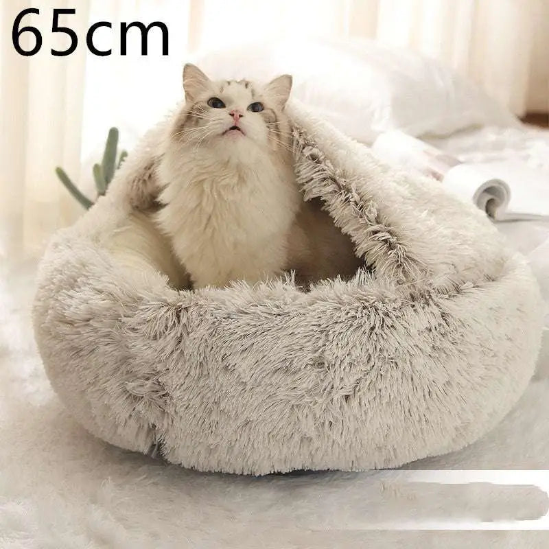 Round Plush Warm Cat Bed