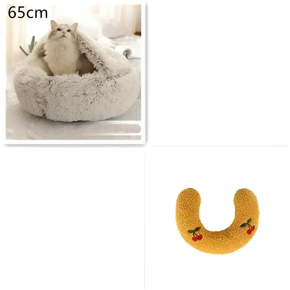 Round Plush Warm Cat Bed