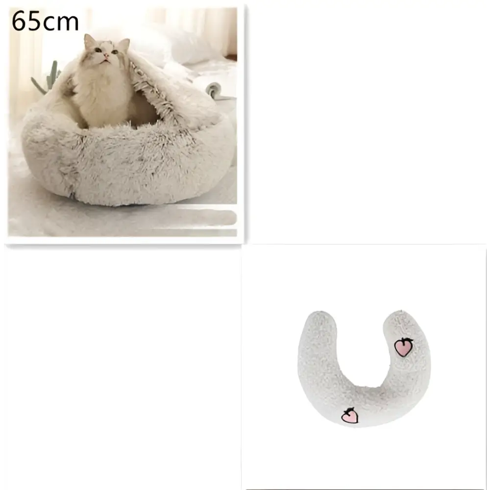 Round Plush Warm Cat Bed