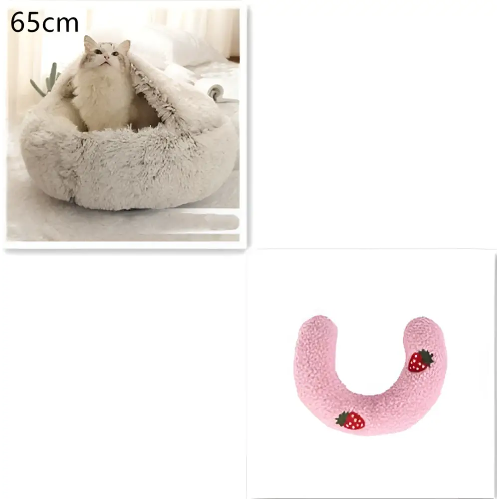 Round Plush Warm Cat Bed