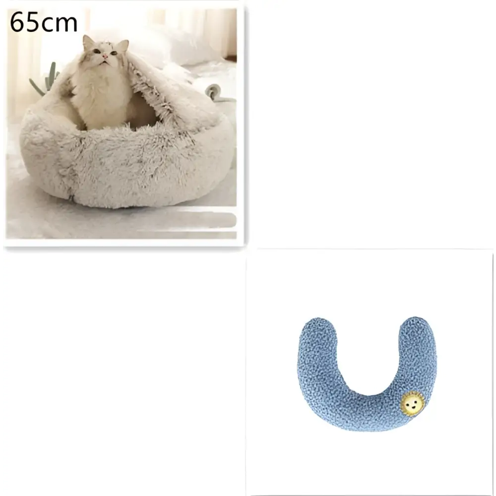 Round Plush Warm Cat Bed