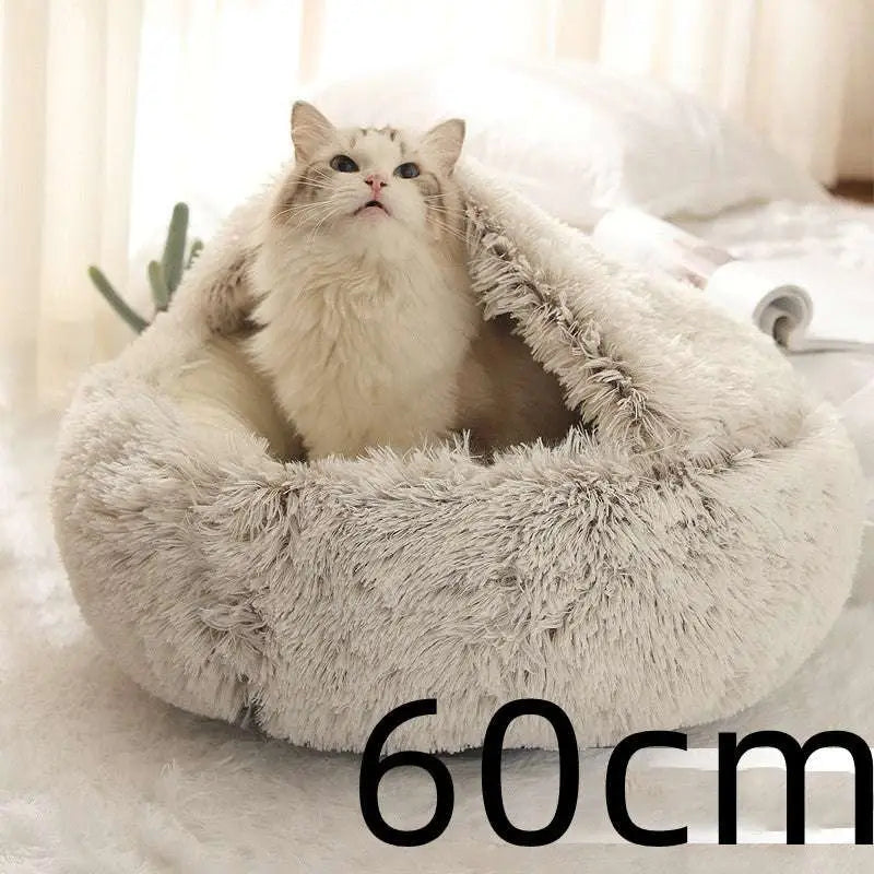 Round Plush Warm Cat Bed