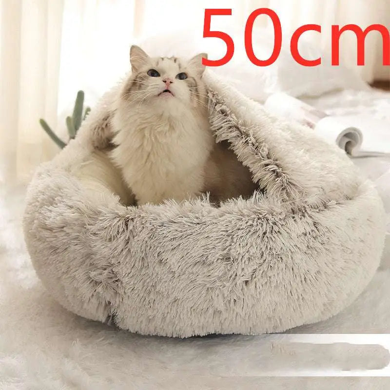 Round Plush Warm Cat Bed