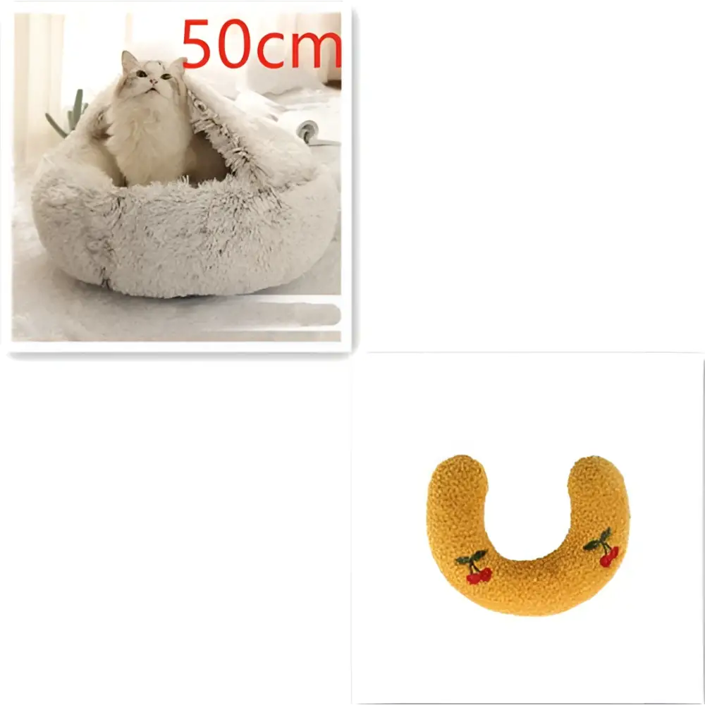 Round Plush Warm Cat Bed